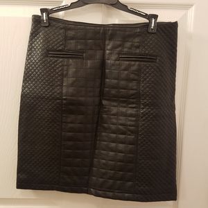 Quilted Black Faux Leather Skirt Ann Taylor Size 4